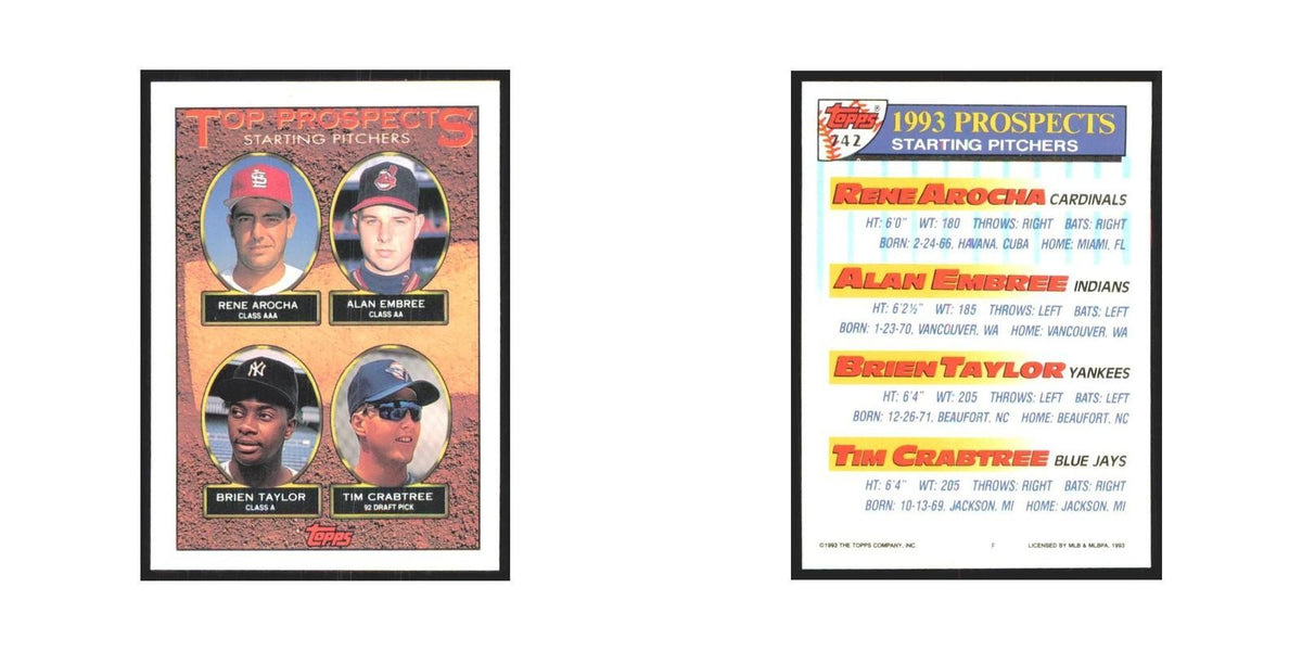 1993 Topps Arocha/Embree/Taylor/Crabtree Cardinals/Indians/Yankees/Blue Jays