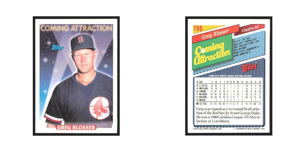 1993 Topps Greg Blosser Red Sox #798