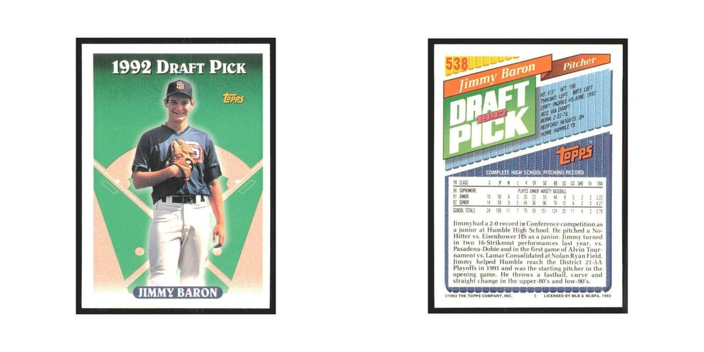 1993 Topps Jimmy Baron Padres #538