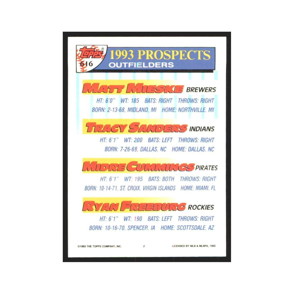 1993 Matt Mieske/Tracy Sanders/Midre Cummings/Ryan Freeburg Milwaukee Brewers/Cl