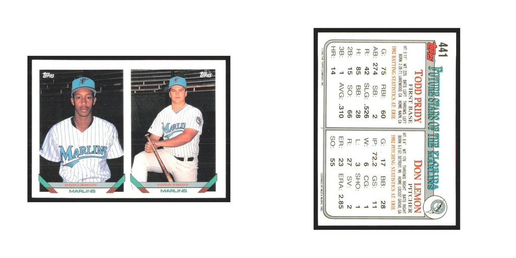 1993 Topps Todd Pridy Florida Marlins #441