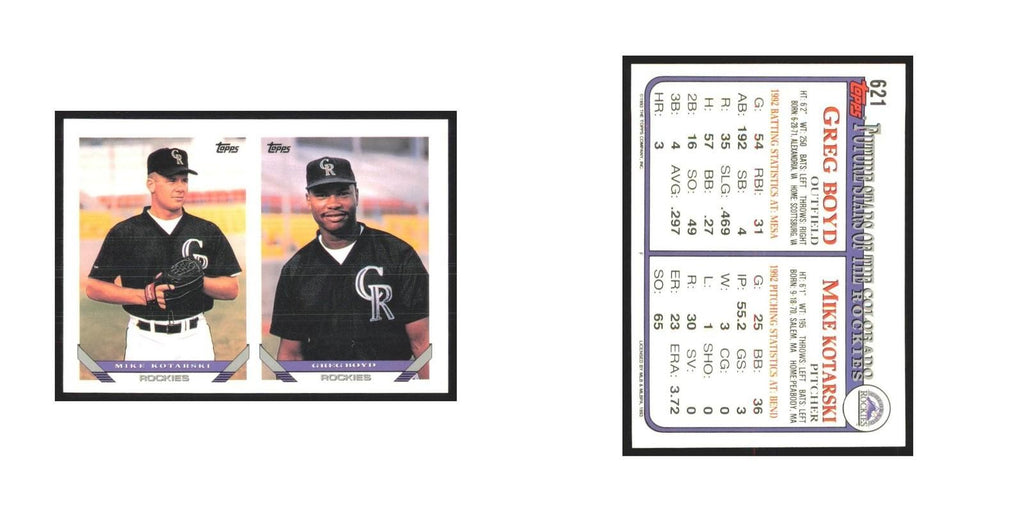 1993 Topps Mike Kotarski/Greg Boyd Rockies #621