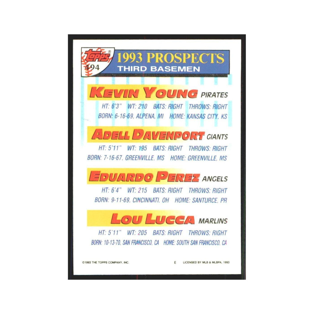 1993 Kevin Young/Adell Davenport/Eduardo Perez/Lou Lucca Pittsburgh Pirates/San