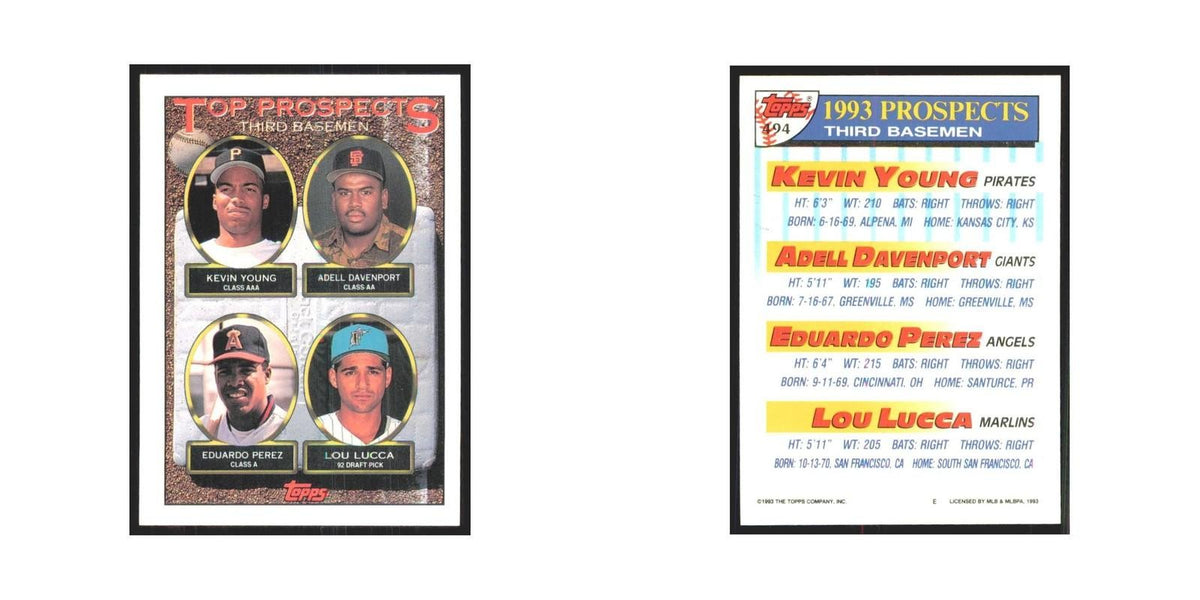 1993 Kevin Young/Adell Davenport/Eduardo Perez/Lou Lucca Pittsburgh Pirates/San