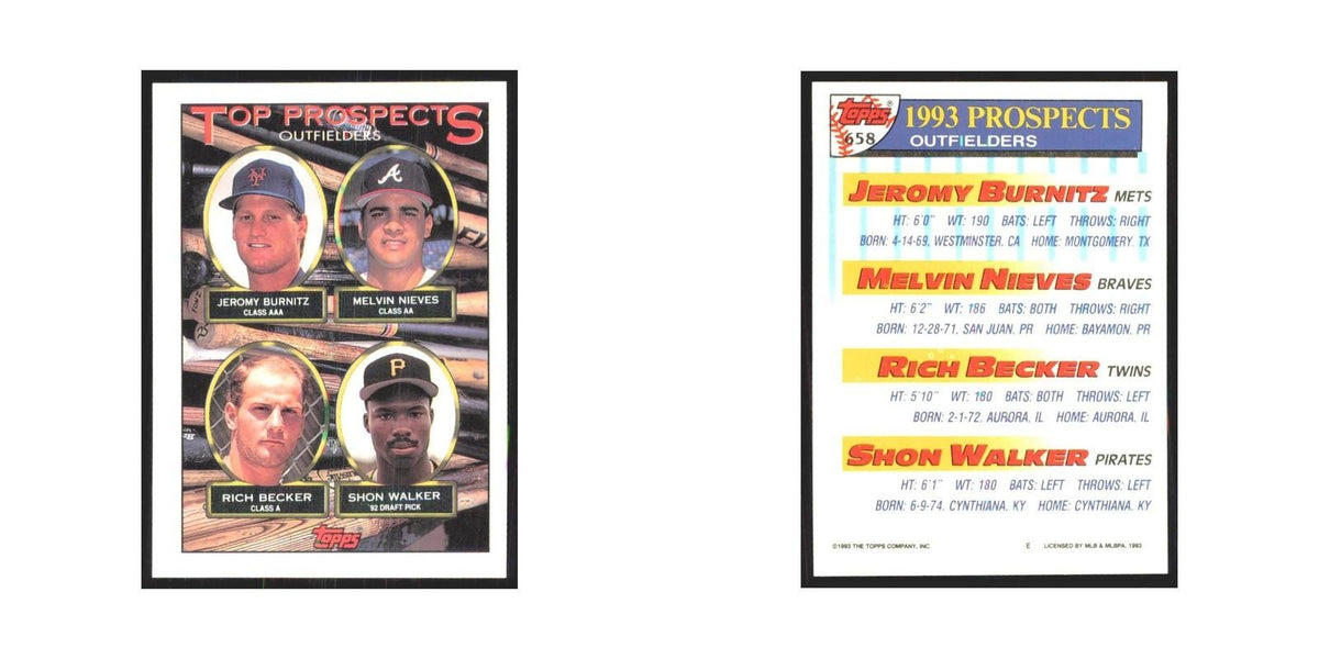 1993 Jeromy Burnitz/Melvin Nieves/Rich Becker/Shon Walker New York Mets/Atlanta