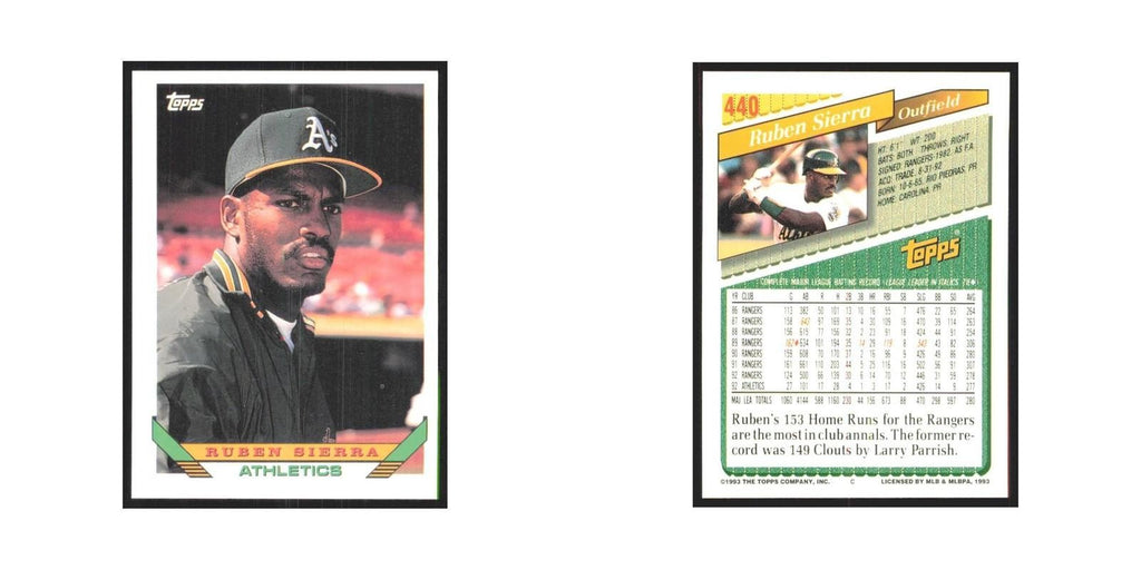 1993 Topps Ruben Sierra Athletics #440