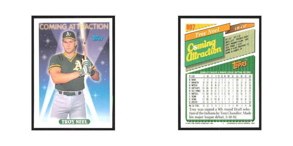 1993 Topps Troy Neel Athletics #807