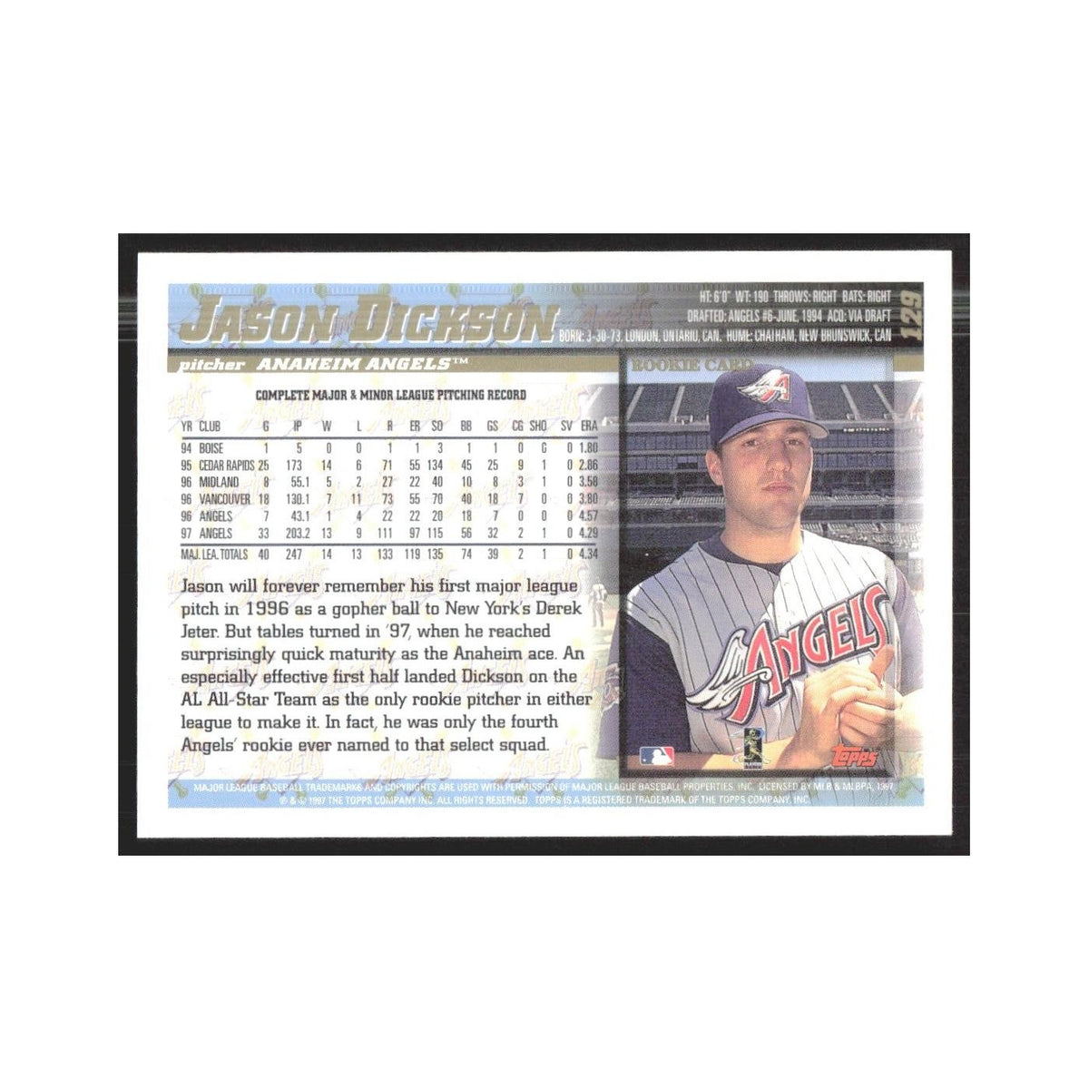 1998 Topps Jason Dickson Angels #129