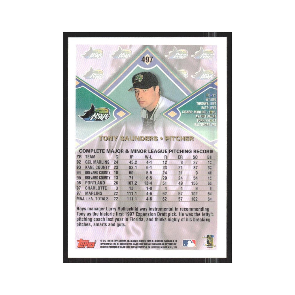 1998 Topps Tony Saunders Rays #497