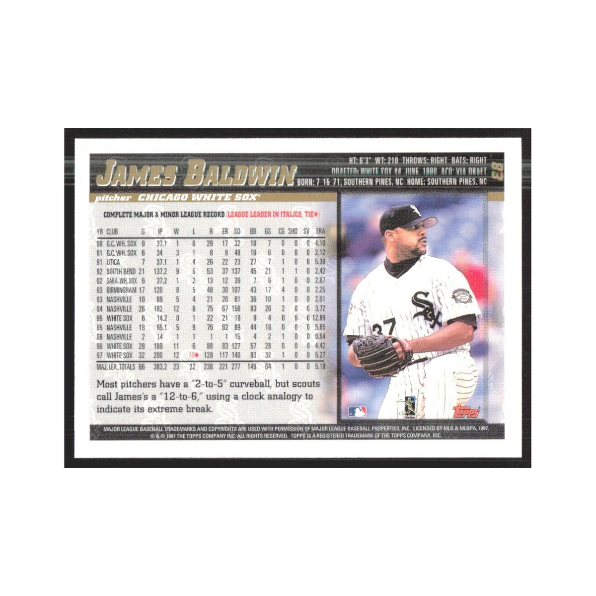 1998 Topps James Baldwin White Sox #88