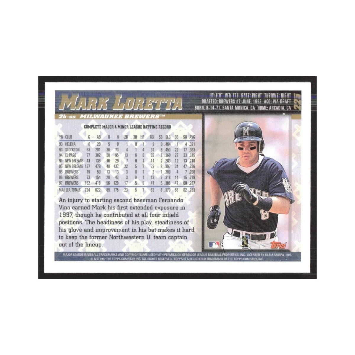 1998 Topps Mark Loretta Brewers #225