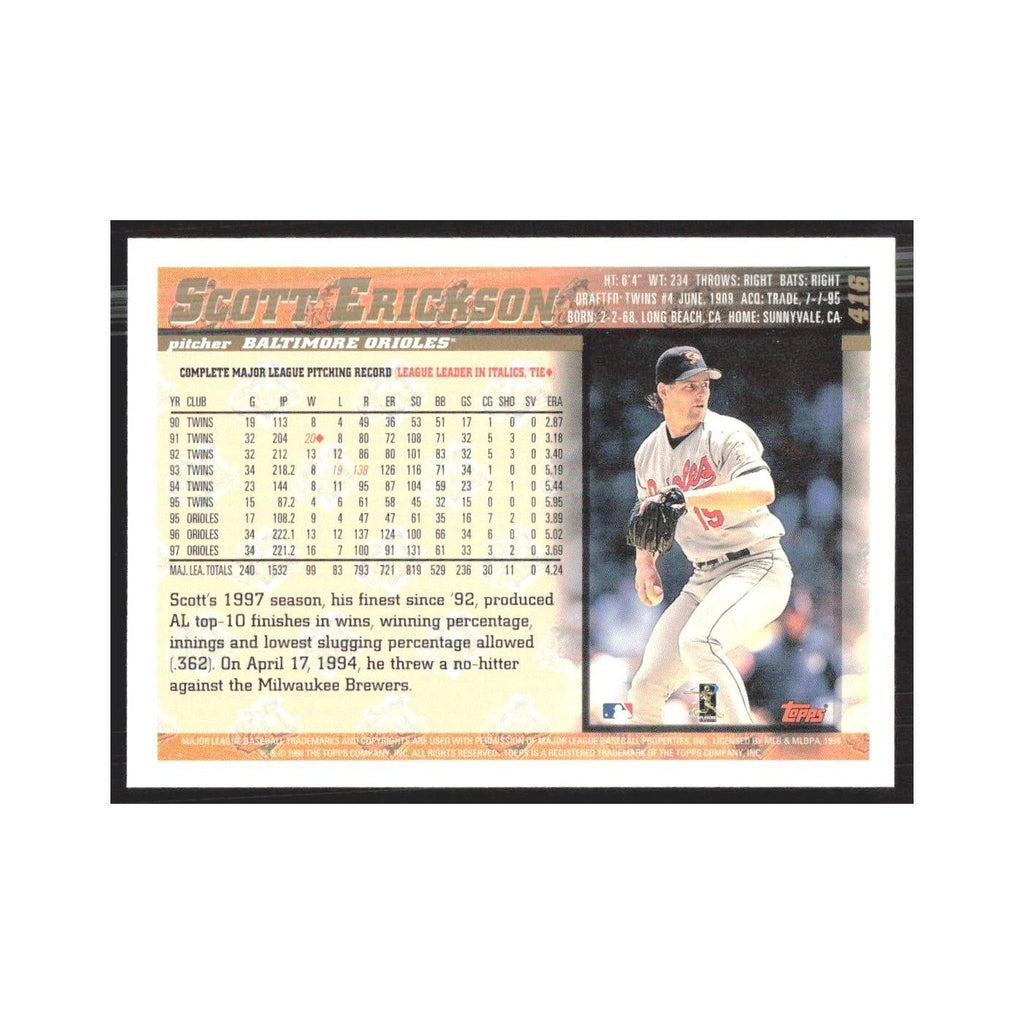 1998 Topps Scott Erickson Orioles #416