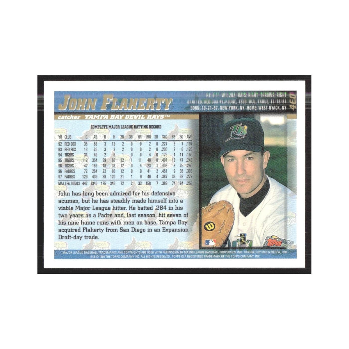 1998 Topps John Flaherty Rays #460