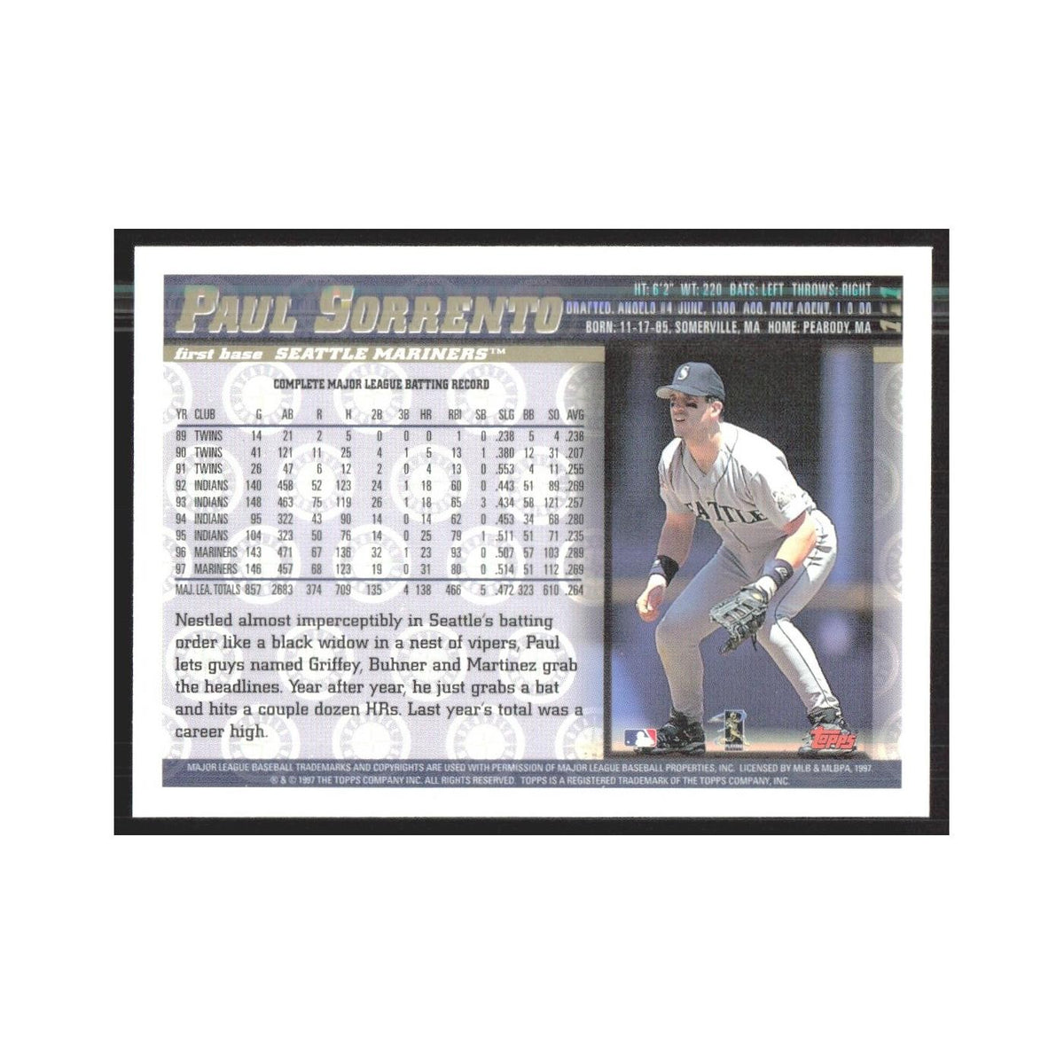 1998 Topps Paul Sorrento Mariners #111