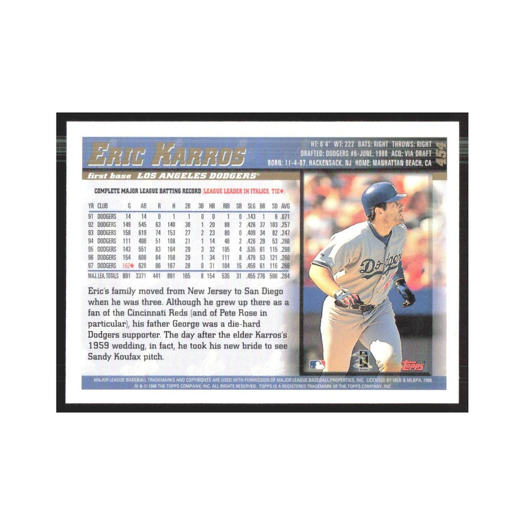 1998 Topps Eric Karros Dodgers #454