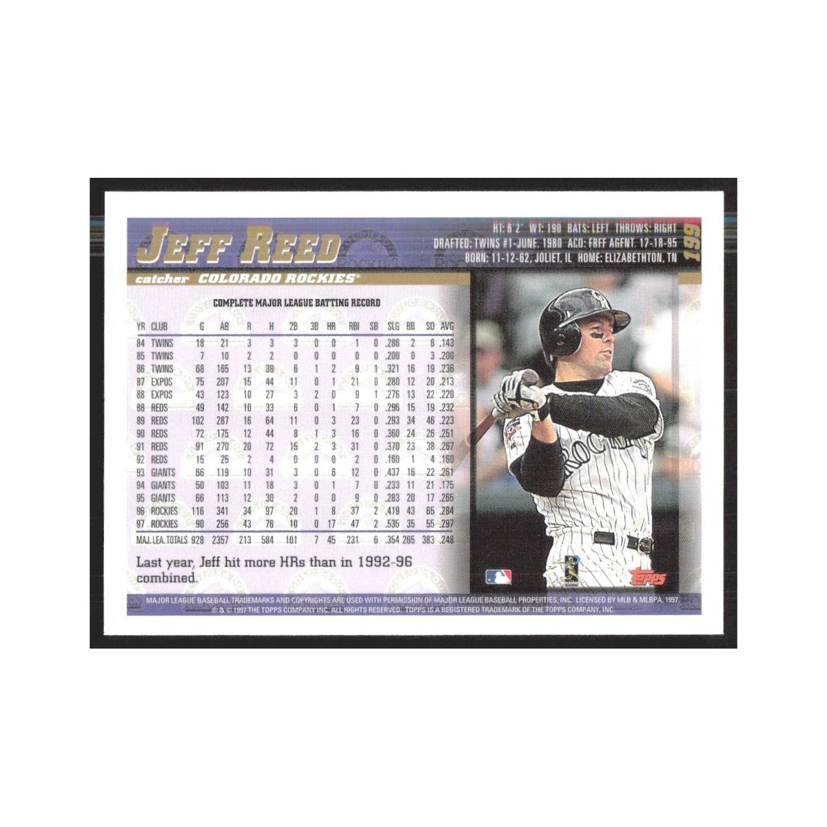 1998 Topps Jeff Reed Rockies #199