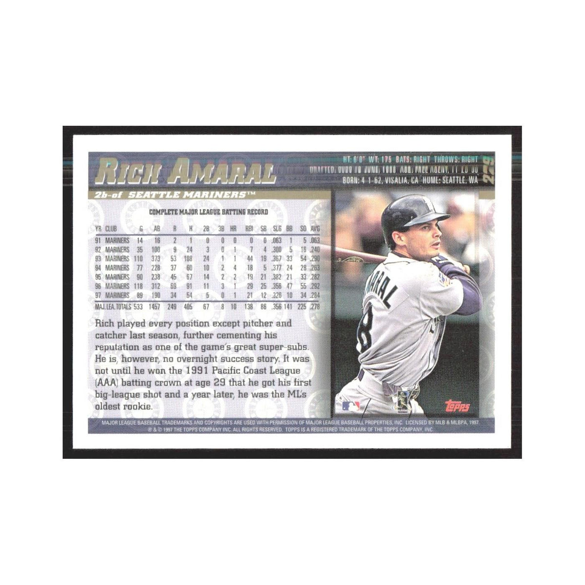 1998 Topps Rich Amaral Mariners #229
