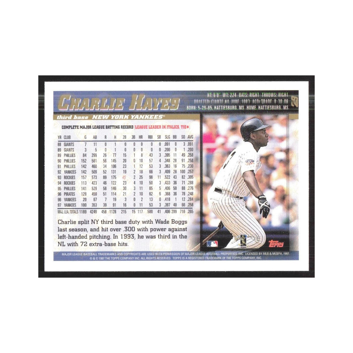 1998 Topps Charlie Hayes Yankees #29