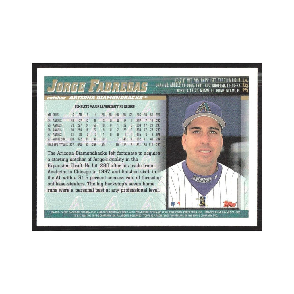1998 Topps Jorge Fabregas Diamondbacks #367