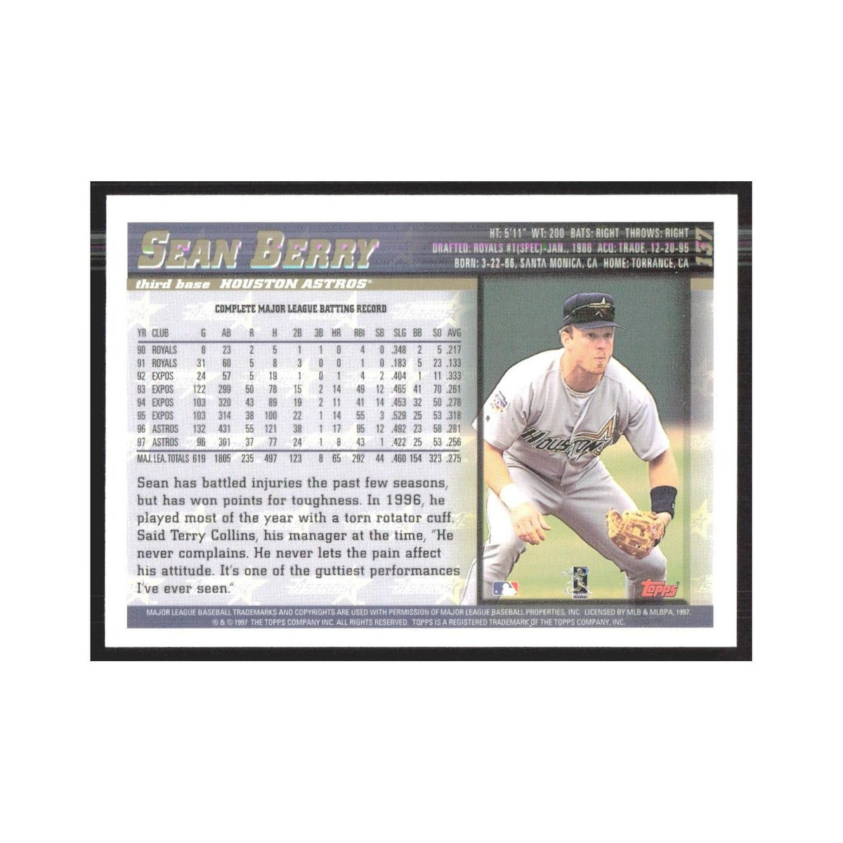 1998 Topps Sean Berry Astros #137