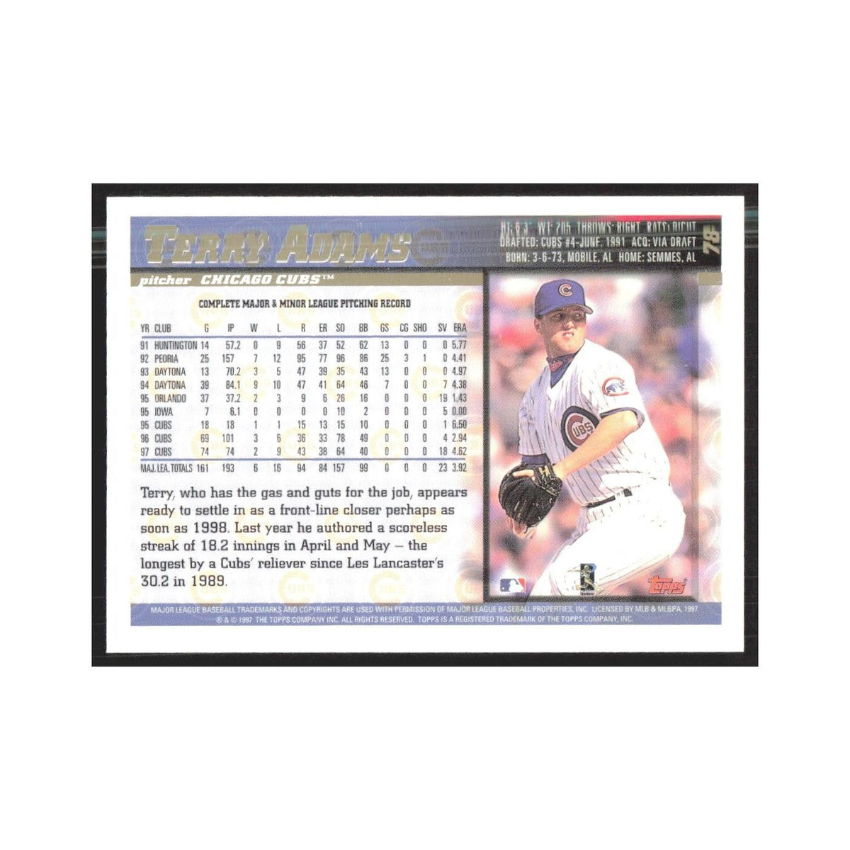 1998 Topps Terry Adams Cubs #78