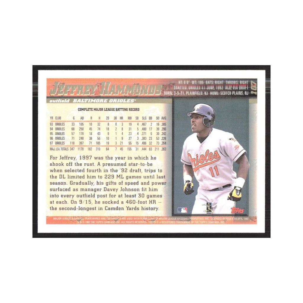 1998 Topps Jeffrey Hammonds Orioles #107