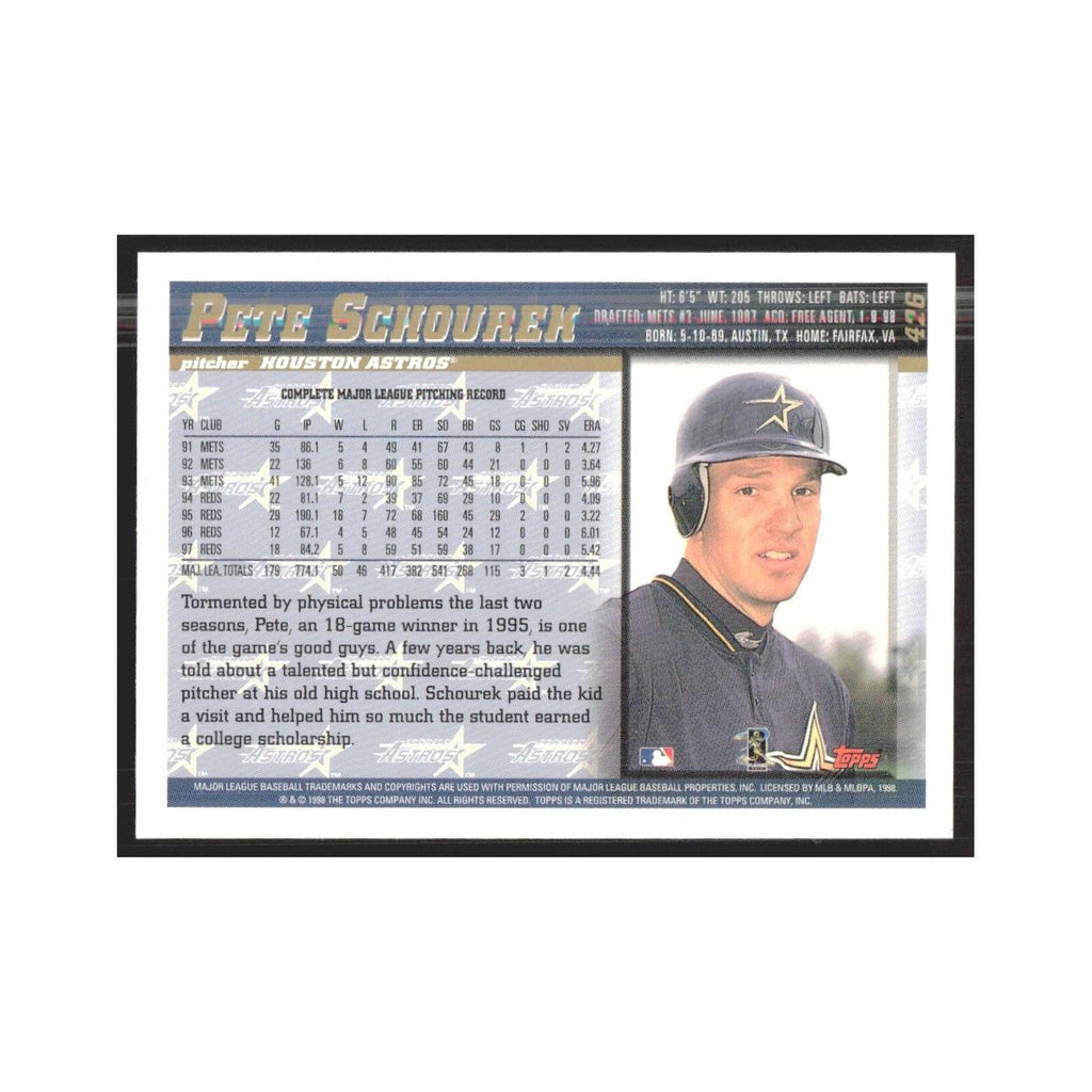 1998 Topps Pete Schourek Astros #426