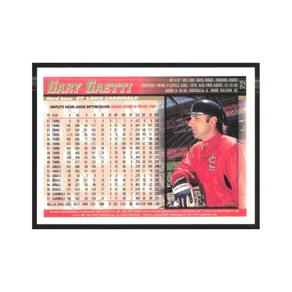 1998 Topps Gary Gaetti Cardinals #72