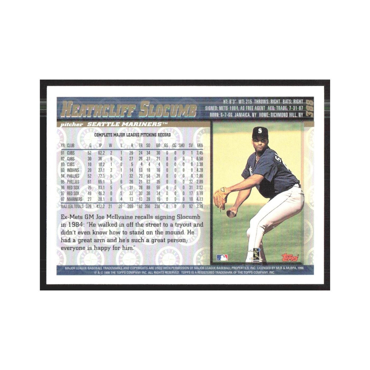 1998 Topps Heathcliff Slocumb Mariners #388