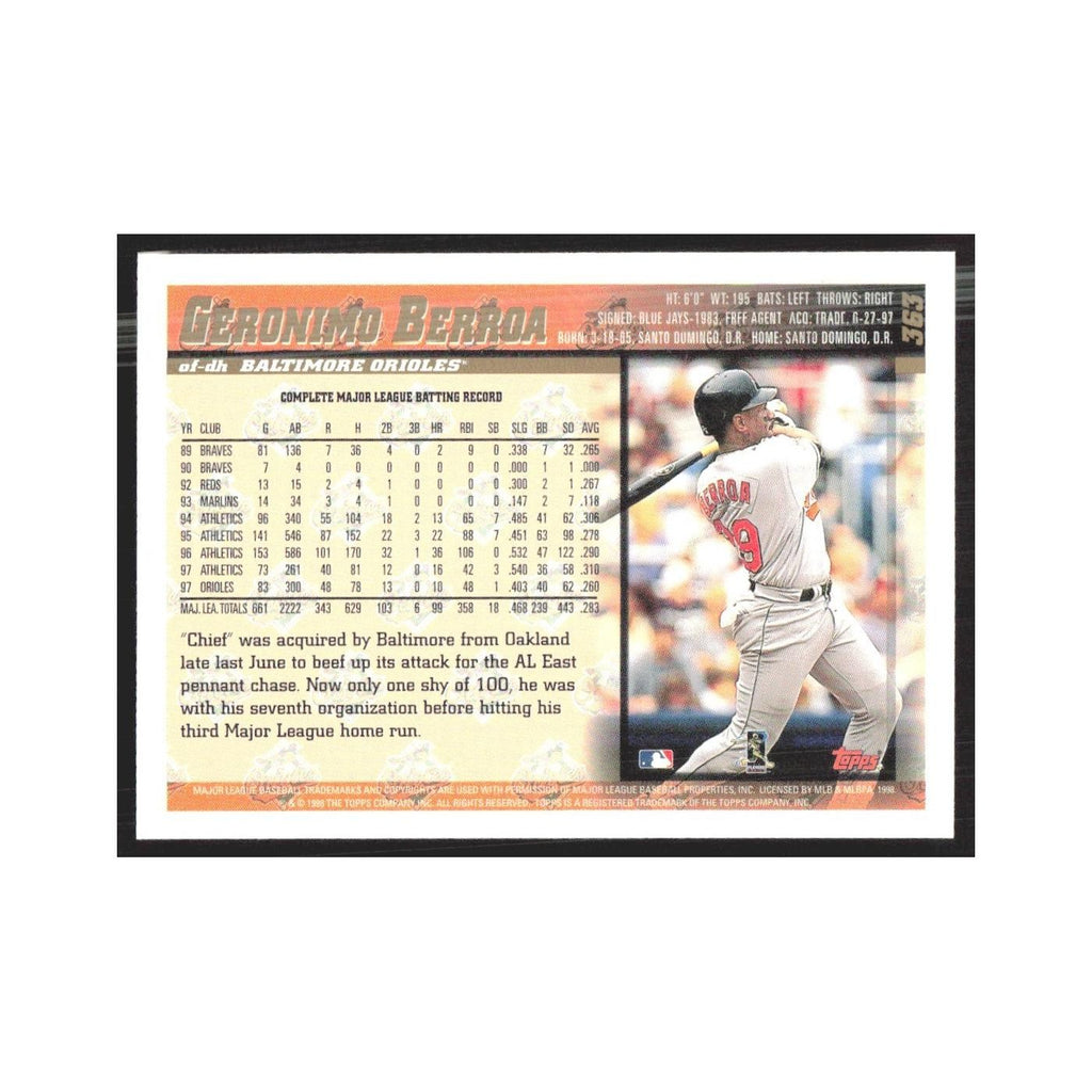 1998 Topps Geronimo Berroa Orioles #363