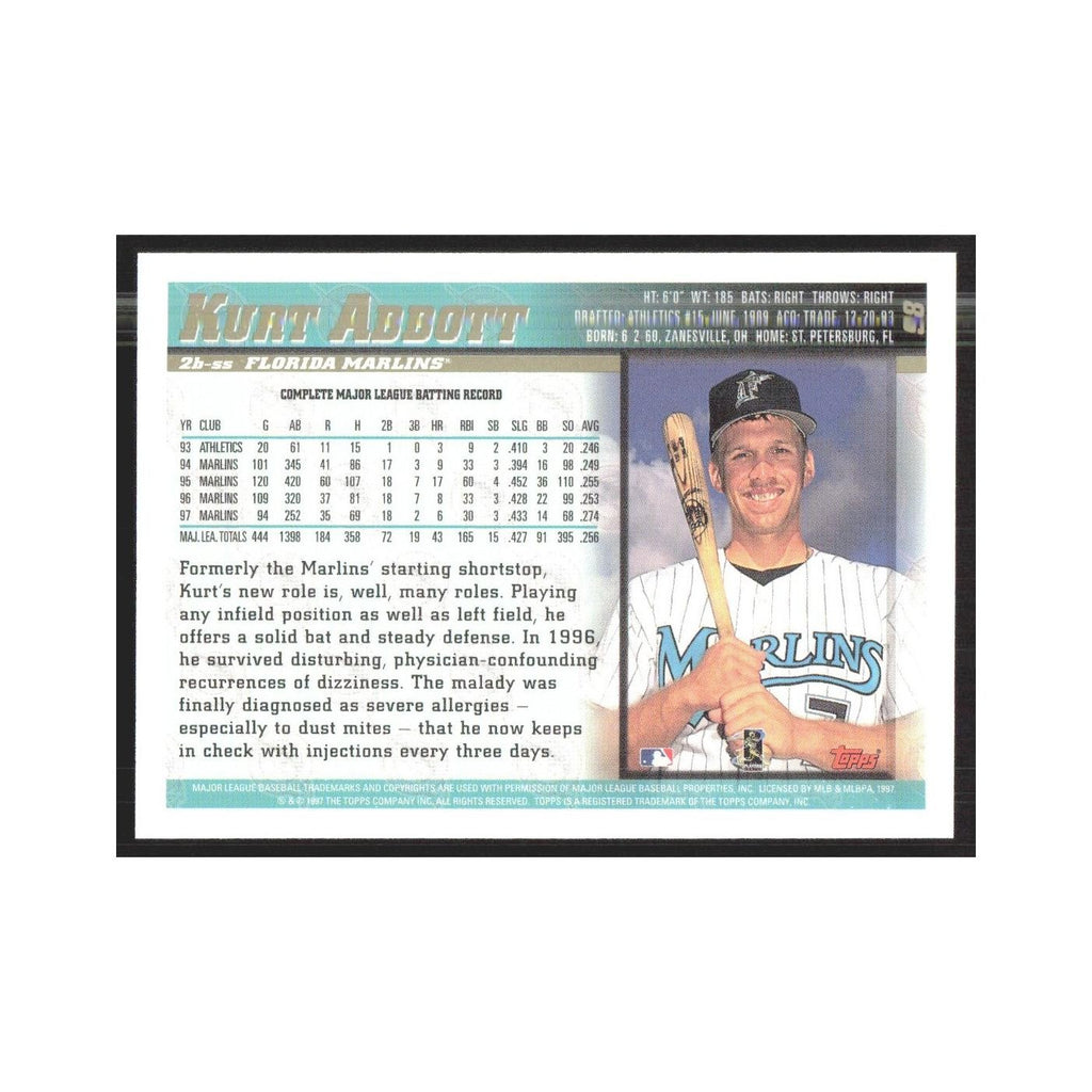 1998 Topps Kurt Abbott Florida Marlins #98