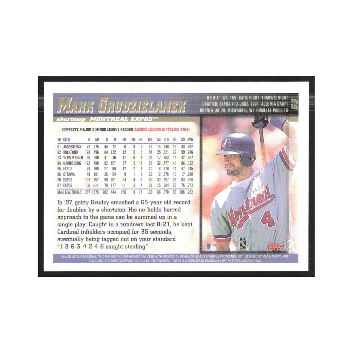 1998 Topps Mark Grudzielanek Montreal Expos #69