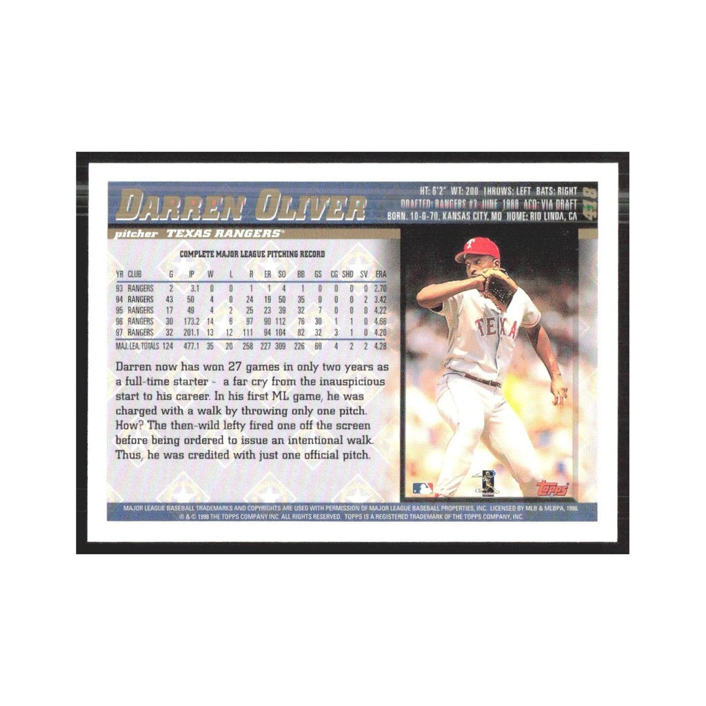 1998 Topps Darren Oliver Rangers #418
