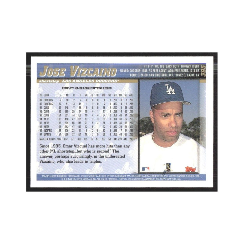 1998 Topps Jose Vizcaino Dodgers #395