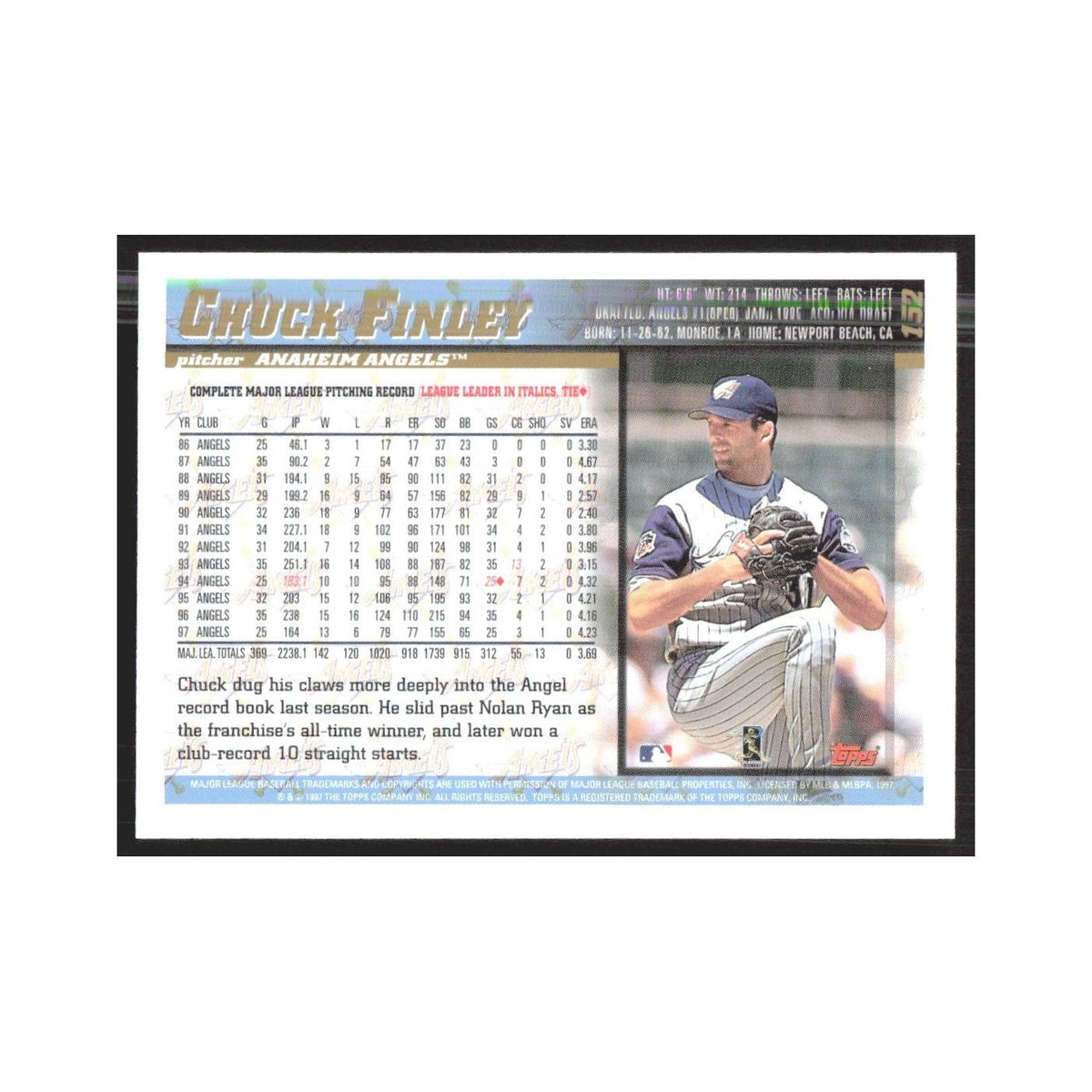 1998 Topps Chuck Finley Angels #152