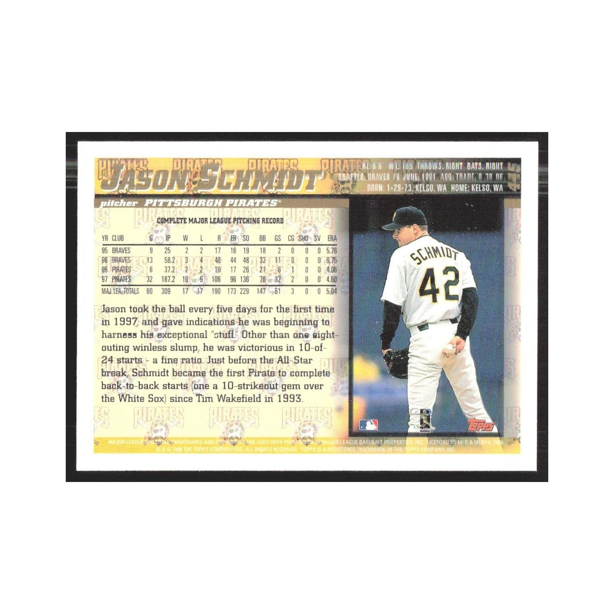 1998 Topps Jason Schmidt Pirates #445