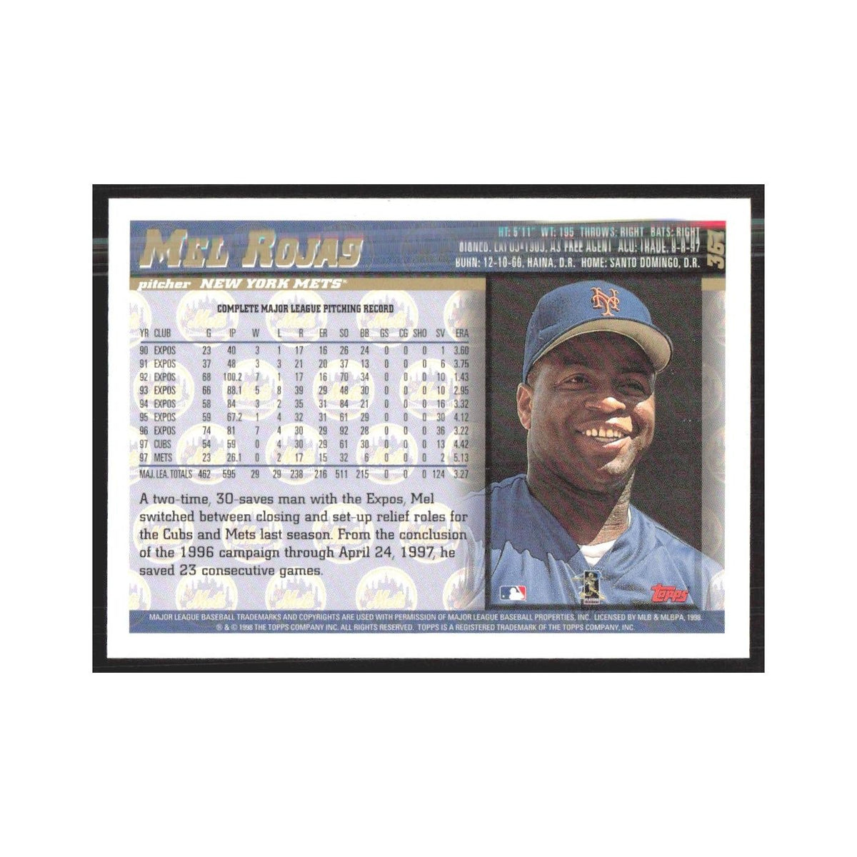 1998 Topps Mel Rojas Mets #361