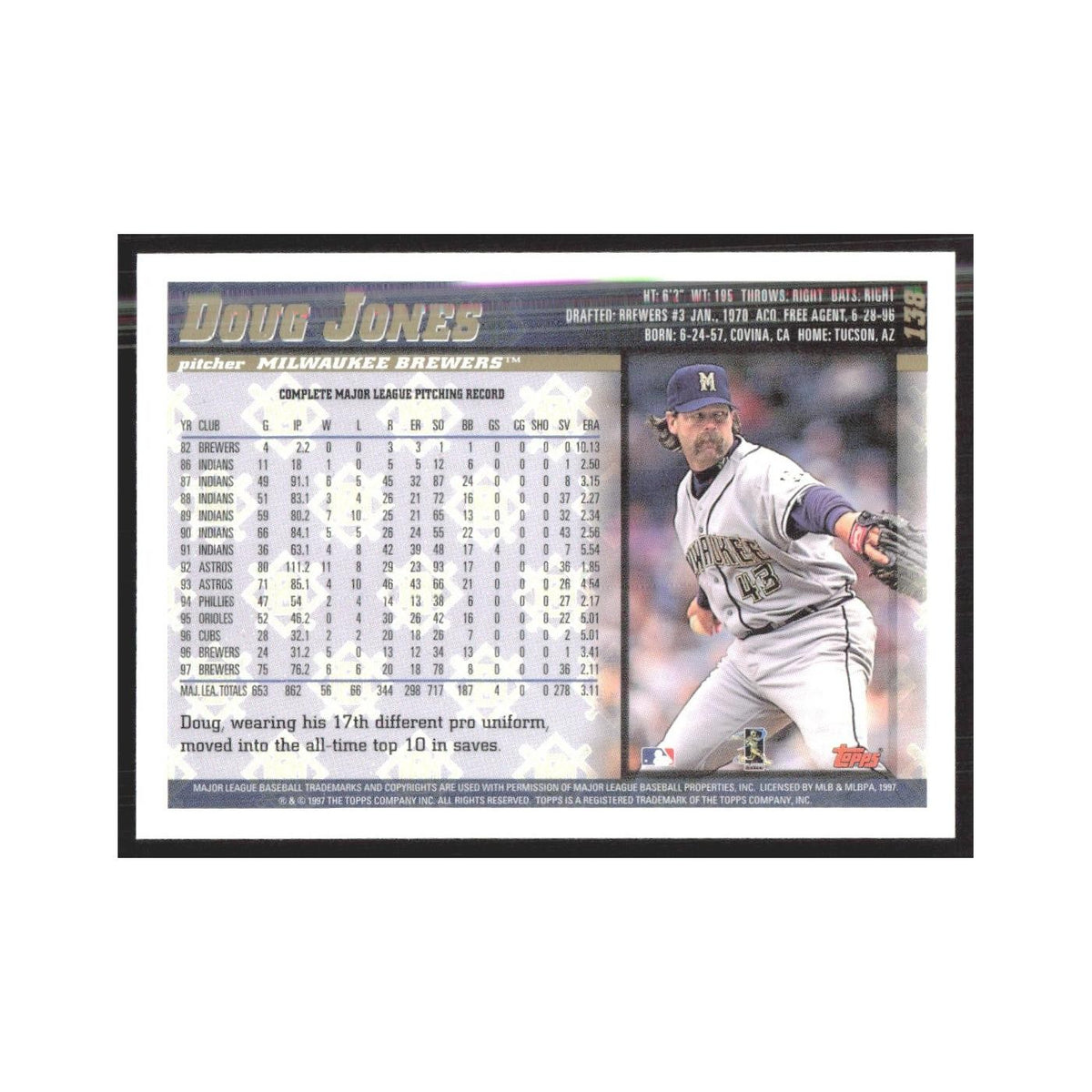 1998 Topps Doug Jones Brewers #138