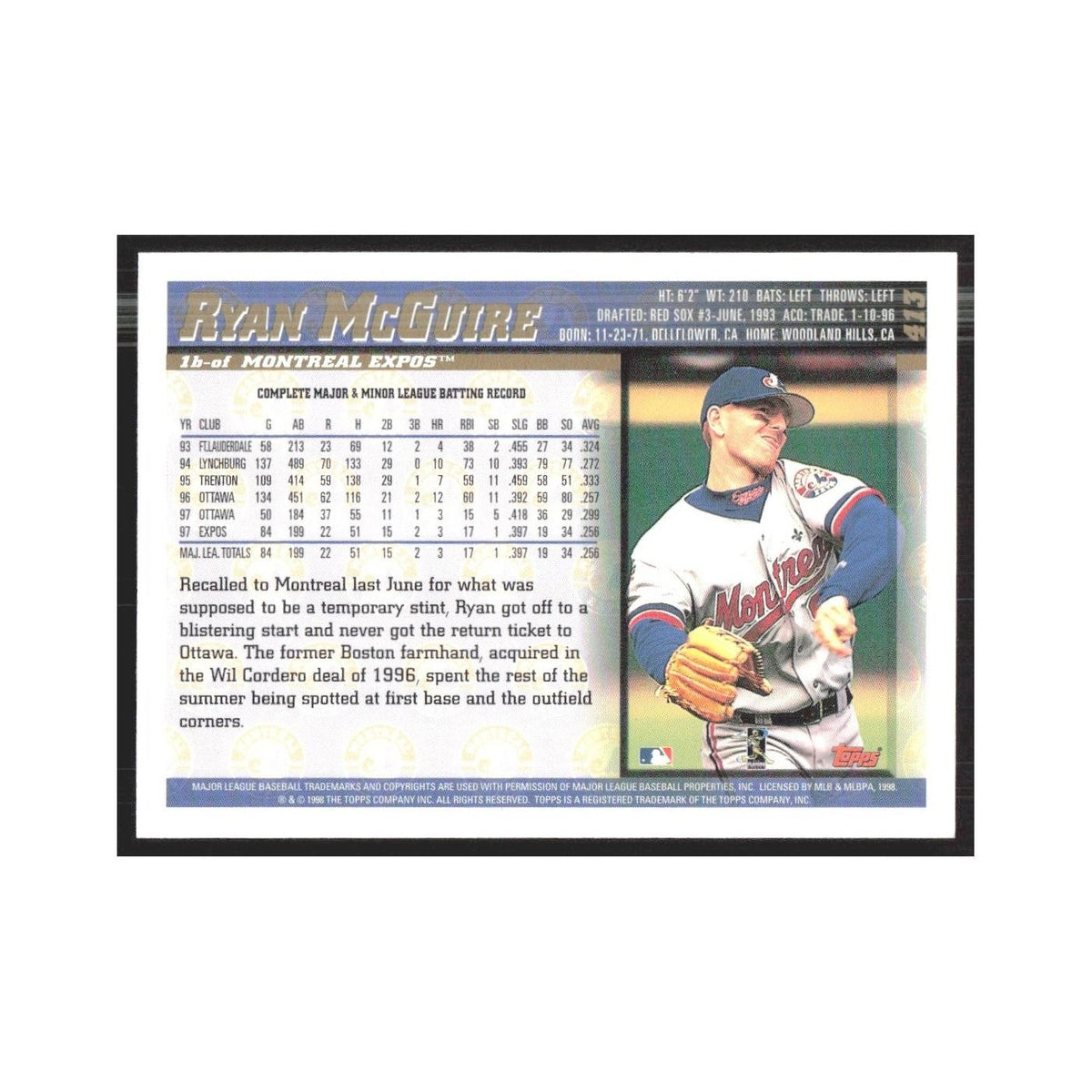 1998 Topps Ryan McGuire Montreal Expos #413