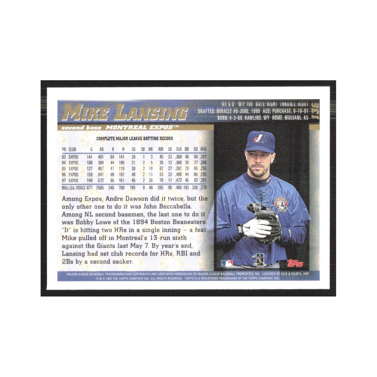1998 Topps Mike Lansing Montreal Expos #136