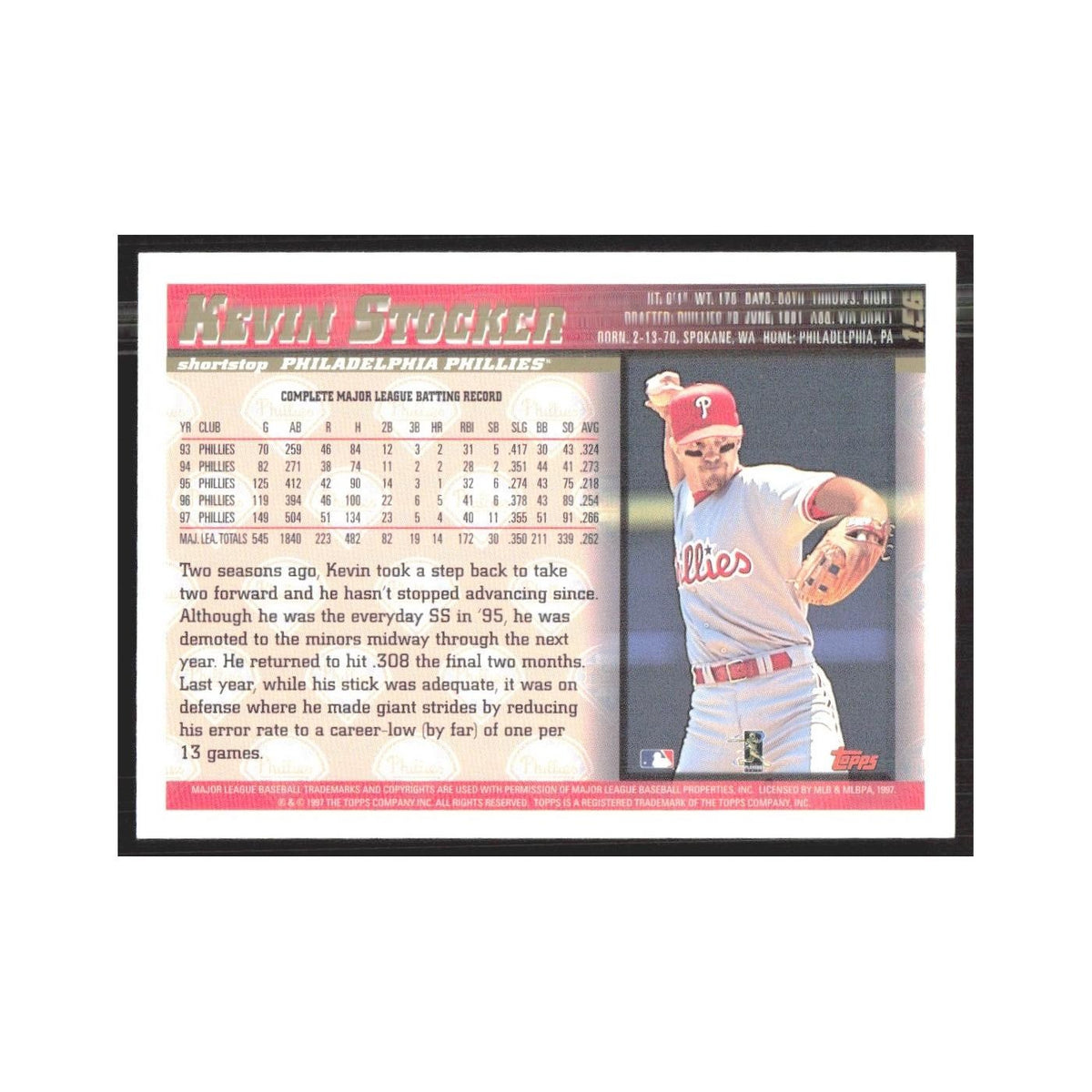 1998 Topps Kevin Stocker Phillies #156