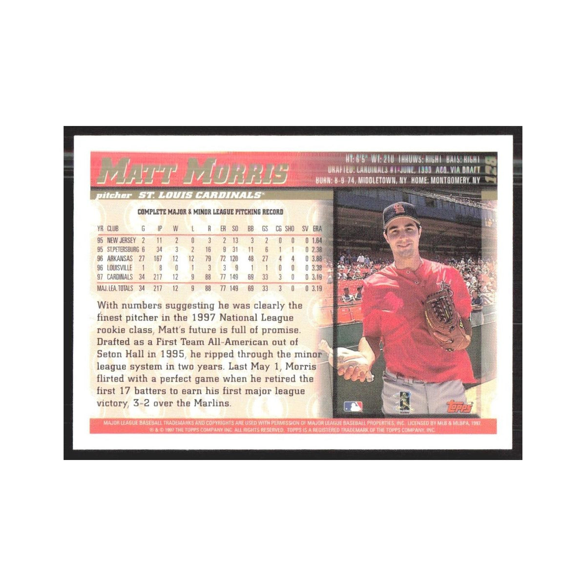 1998 Topps Matt Morris Cardinals #128