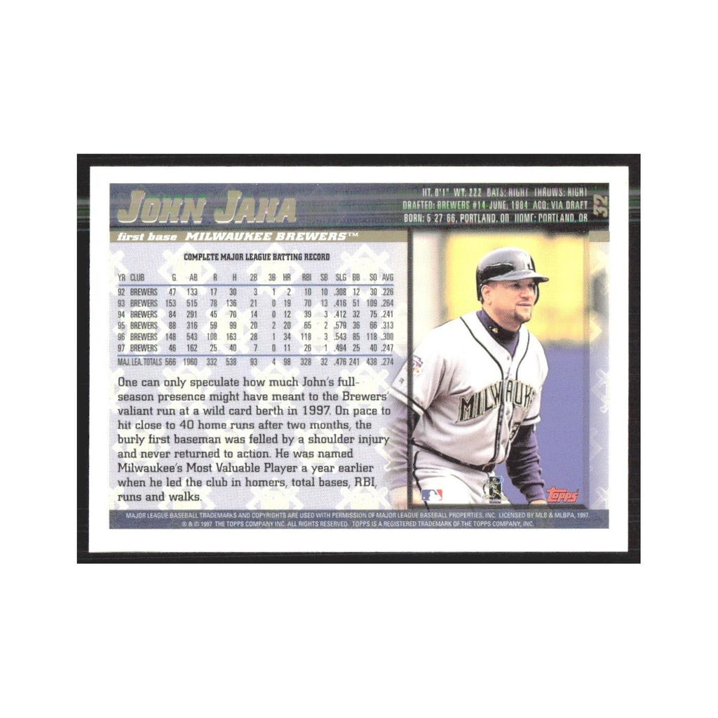 1998 Topps John Jaha Brewers #32