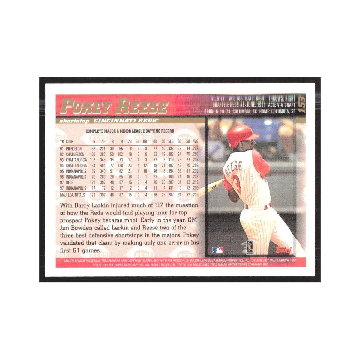 1998 Topps Pokey Reese Reds #159