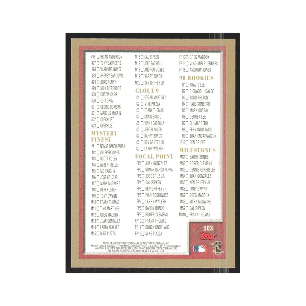 1998 Topps Checklist #503