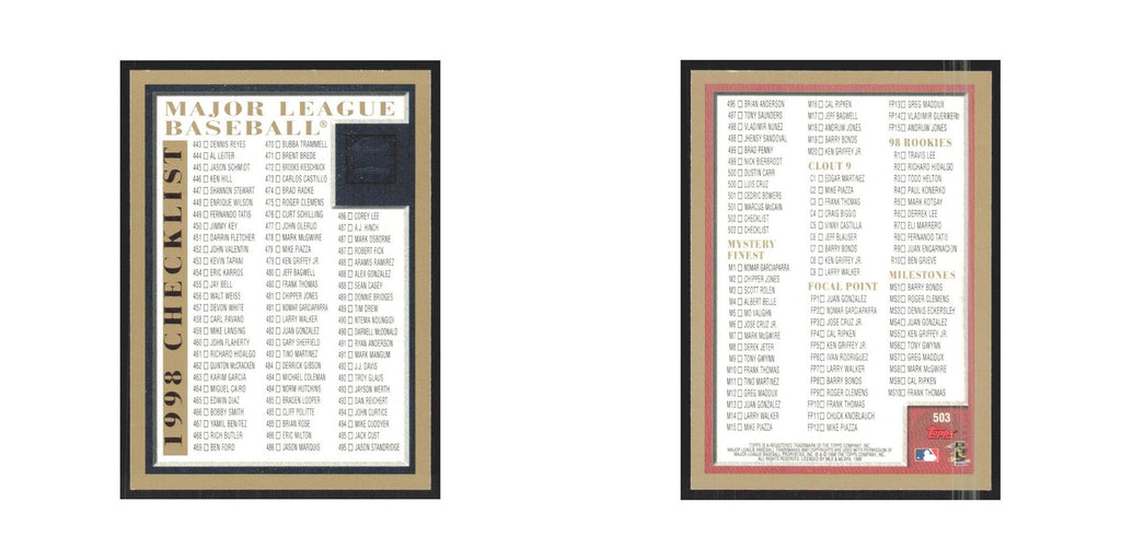 1998 Topps Checklist #503