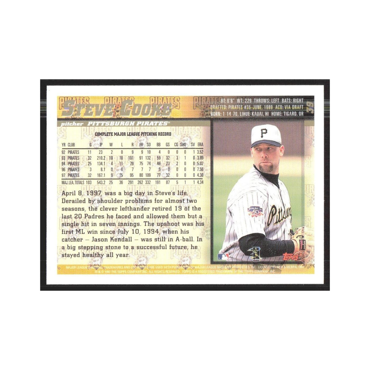 1998 Topps Steve Cooke Pirates #39