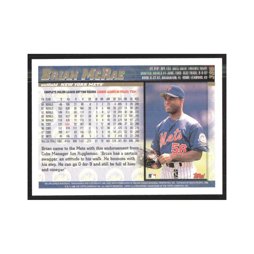 1998 Topps Brian McRae Mets #386