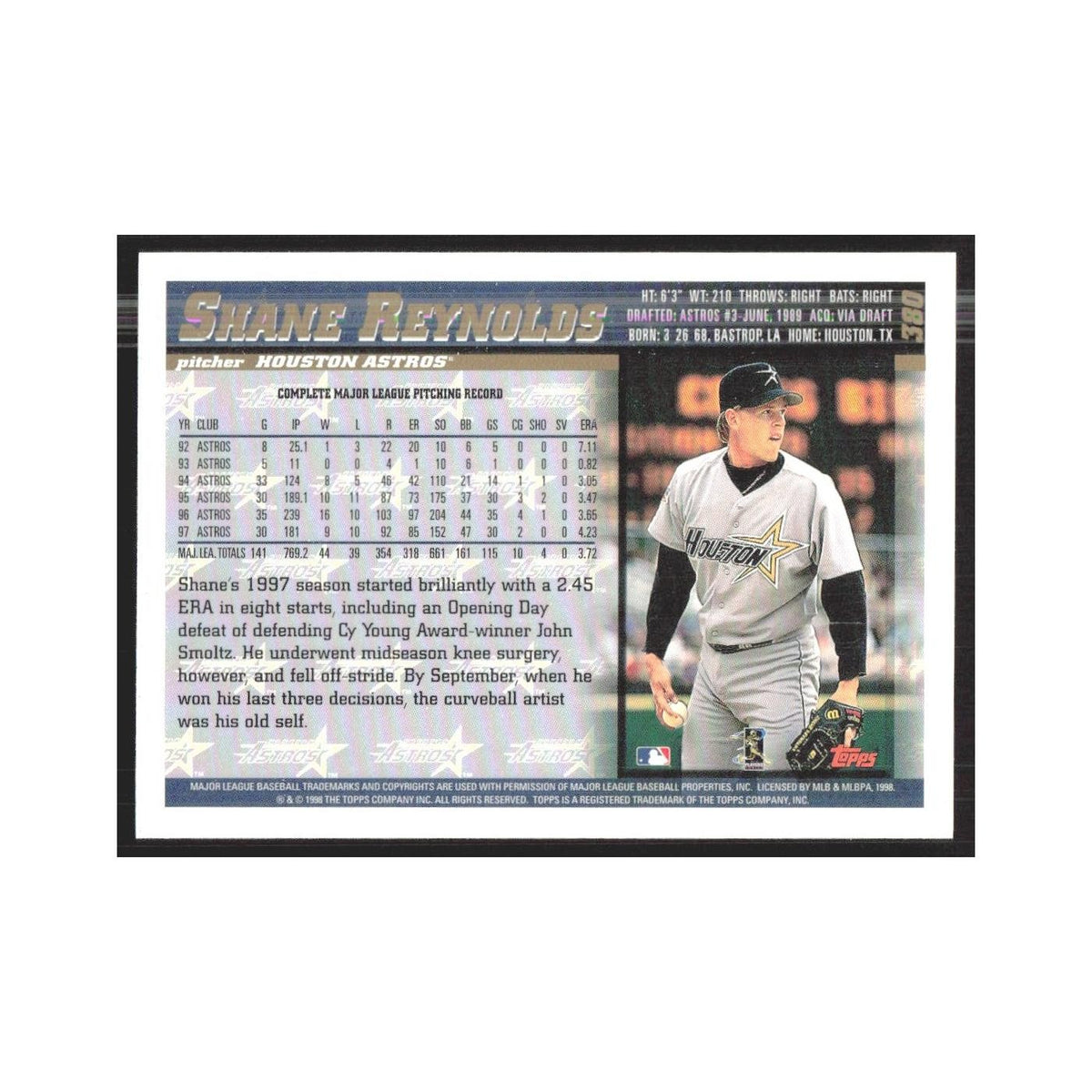 1998 Topps Shane Reynolds Astros #380