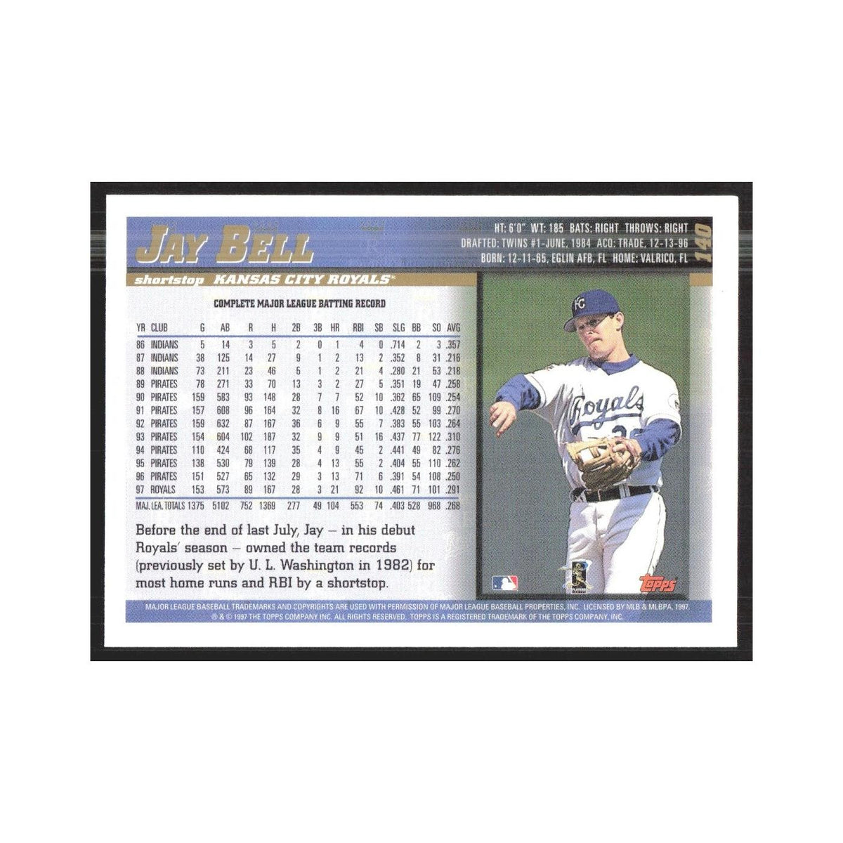 1998 Topps Jay Bell Royals #140